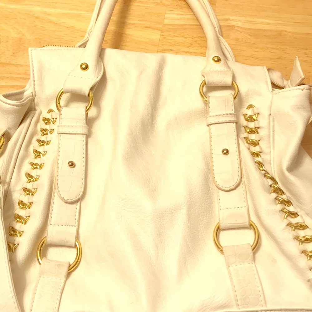 White & Gold Leather Purse